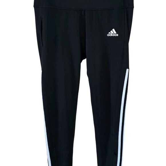 Adidas AEROREADY Womens Black & White Leggings workout running gym lounge relax - Picture 1 of 7